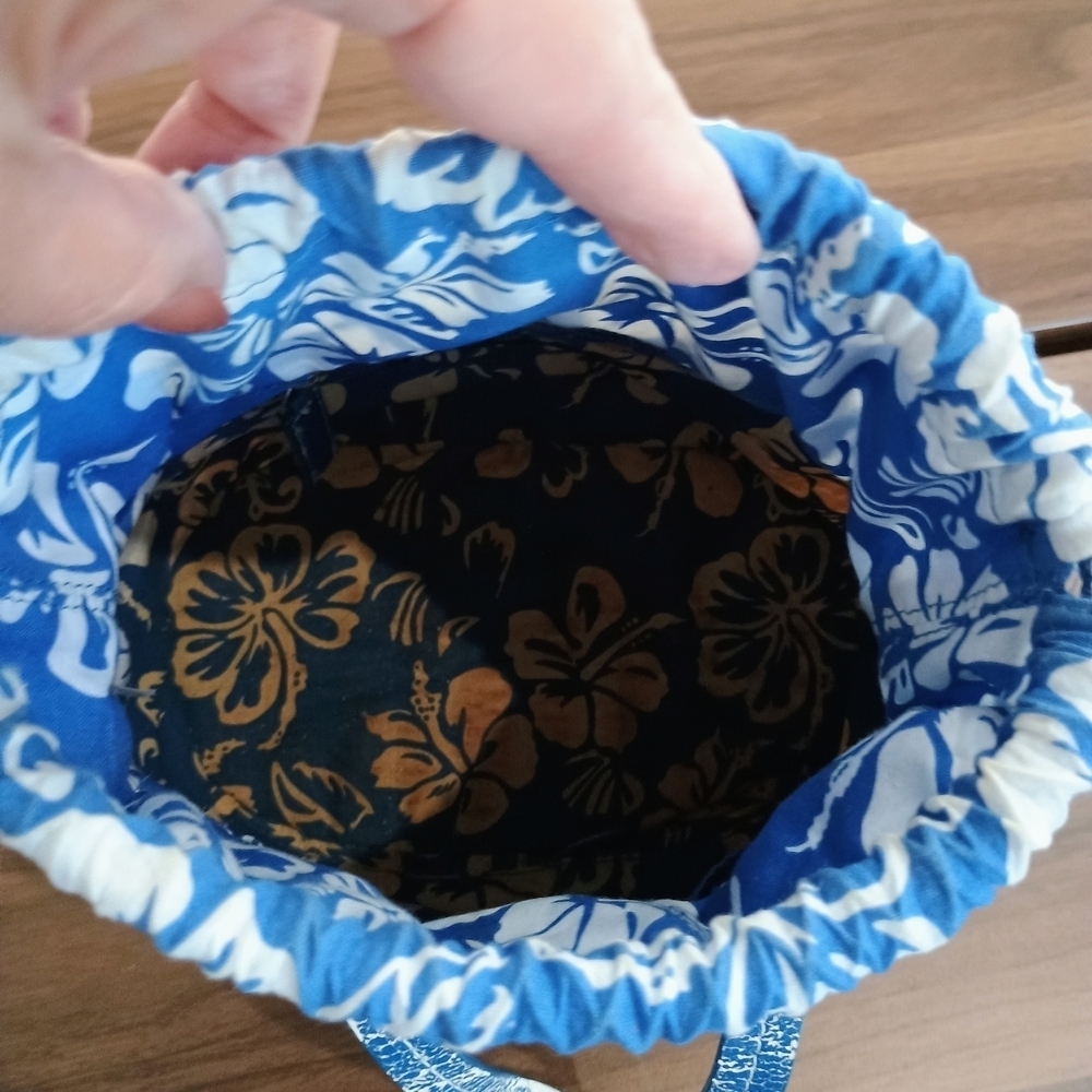 Wicker Basket with Blue Floral Handbag - Picture 6 of 6